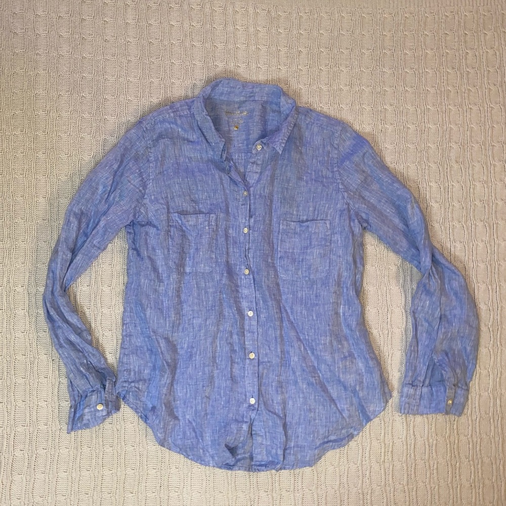 LILLY PULITZER SEA VIEW BUTTON DOWN LINEN